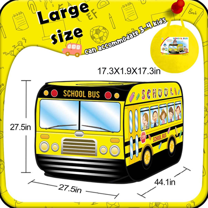 Kids School Bus Play Tent – Fun Indoor Toy for Toddler