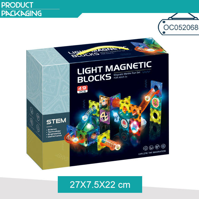 Light Magnetic Blocks – 49-Piece STEM Set with Lights for Kids (Ages 3+)