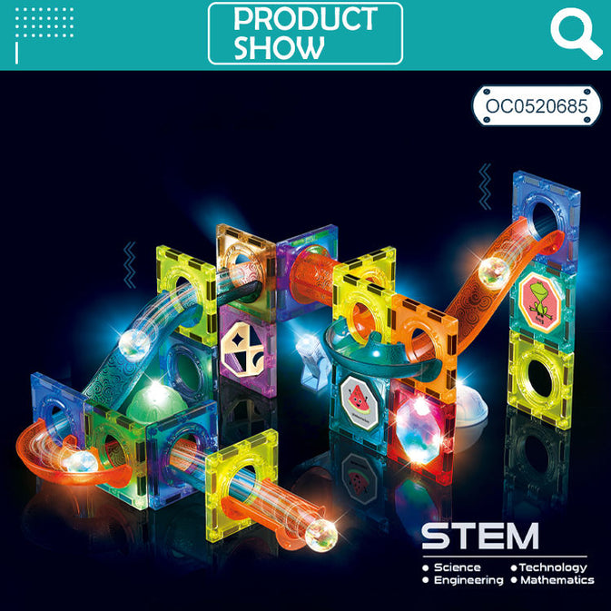 Light Magnetic Blocks – 49-Piece STEM Set with Lights for Kids (Ages 3+)