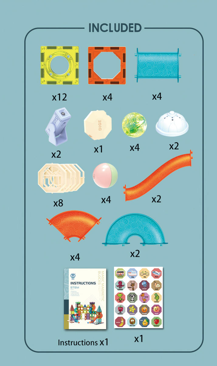 Light Magnetic Blocks – 49-Piece STEM Set with Lights for Kids (Ages 3+)