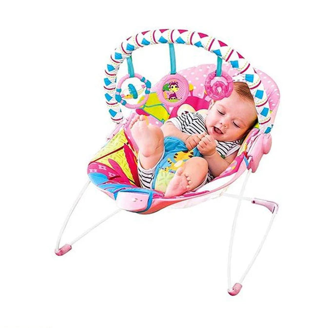 Colorful -Themed Baby Bouncer with Toy Bar – Soft & Secure