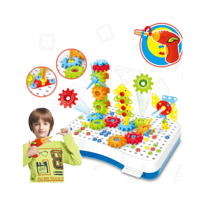 Drill Magic Plate-2 In 1 Puzzle Building Blocks 190 Pcs