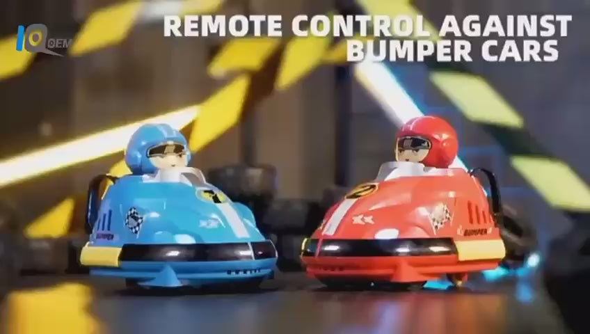2 Remote Control Bumper Car Toy Set – Dual RC Cars with Ejecting Drivers, Lights & Music