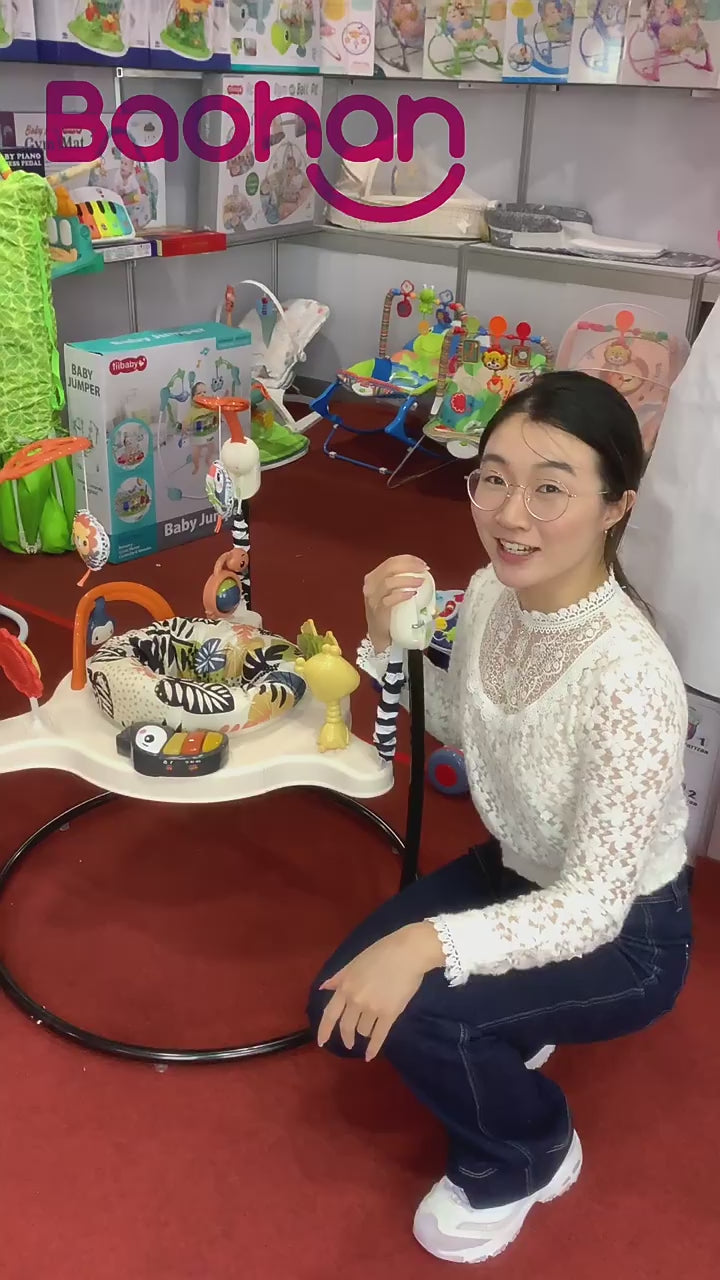Baby Activity Jumper with 360° Rotating Seat, Music & Toys
