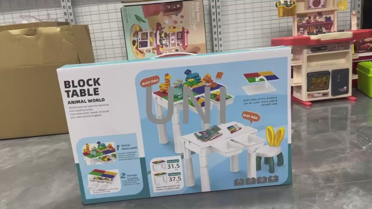 MultiFunction Building Block Table with Chair 5 in   1 – 102 Pcs