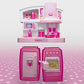 Pink Kids Toy Kitchen Playset with Lights, Sounds, Fridge & Oven – Pretend Cooking Set for Girls