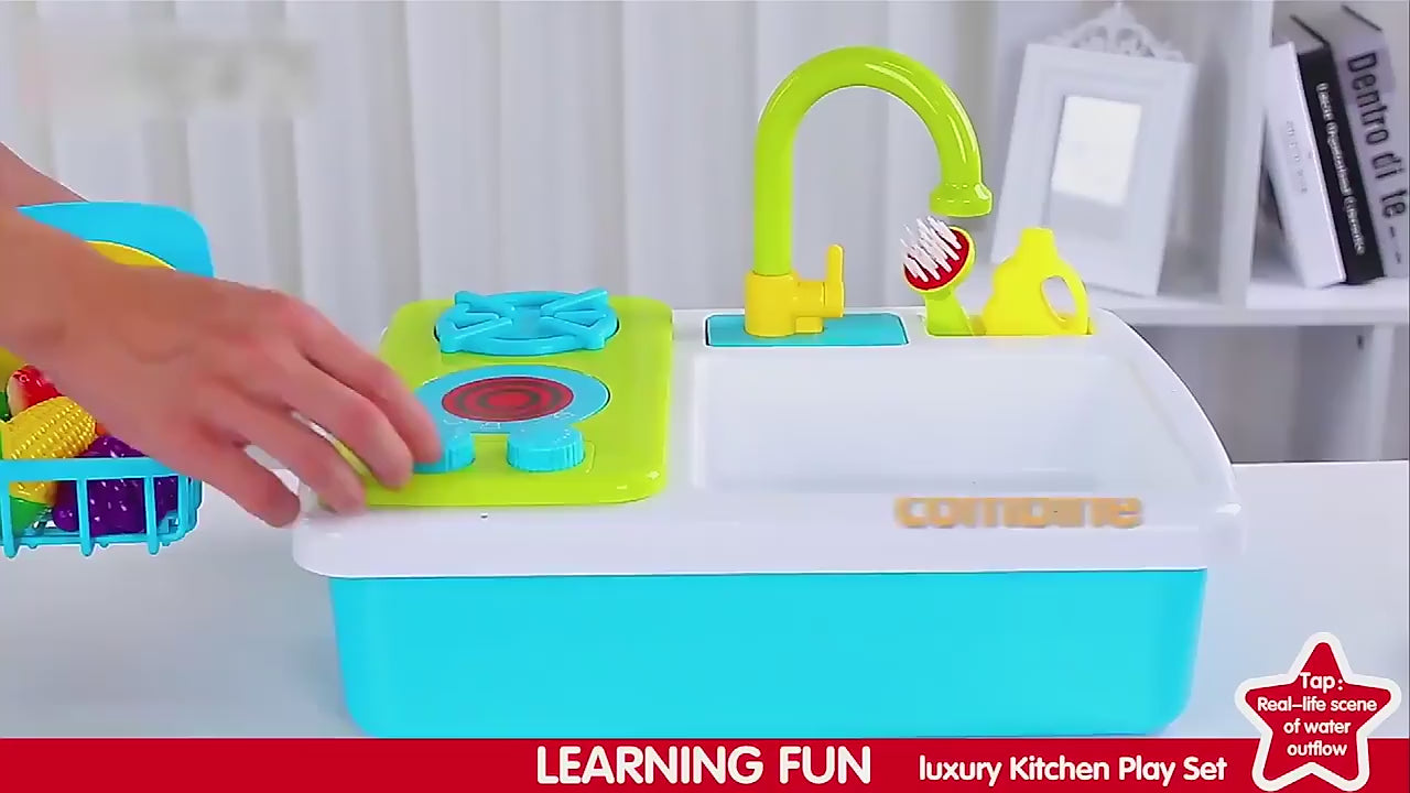 Wash Basin Kitchen Sink Toy With Accessories For Kids