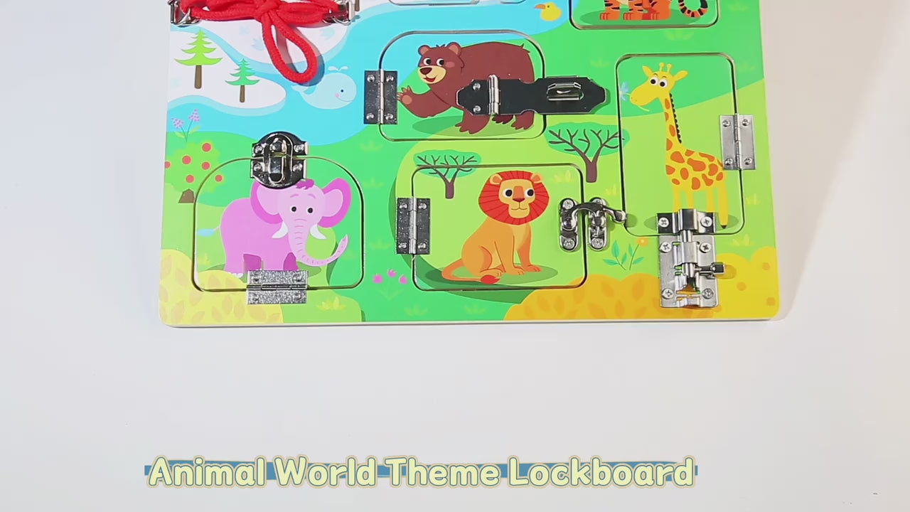 Wooden Animals Busy Boards –  Learning with Locks, Laces & Hidden Surprises