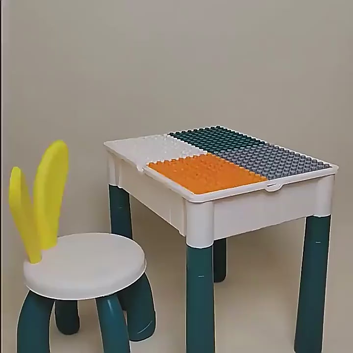 MultiFunction Building Block Table with Chair – 105 Pcs