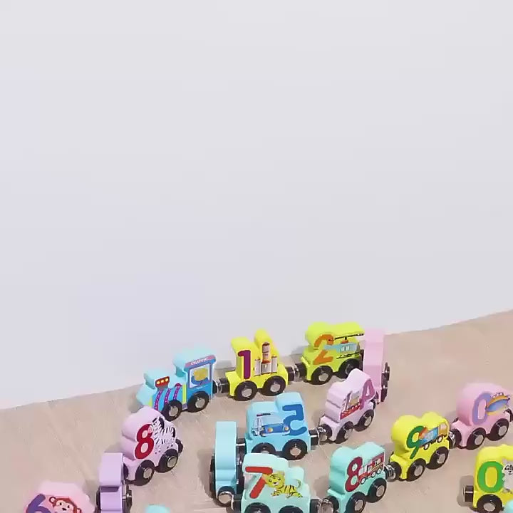 Wooden Magnetic Train with Numbers: Colorful Play & Learn