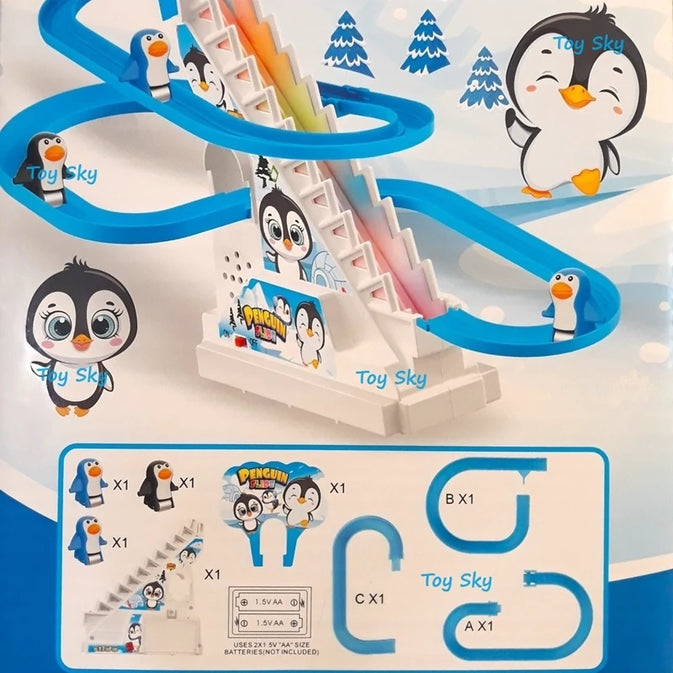 Penguin Slide Track Toy – Climbing Penguin Musical Toy with Lights (3 Penguins)