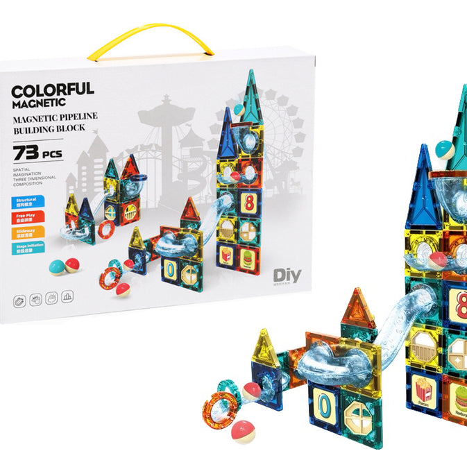 Colorful Magnetic Pipeline Building Blocks – 73 PCS DIY STEM Educational Toy Set