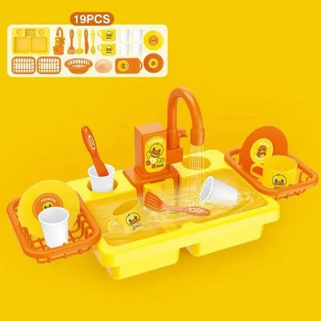 Duck Kitchen Sink Toy Set – Fun Styling Playset with Real Water Flow (3+ Years)
