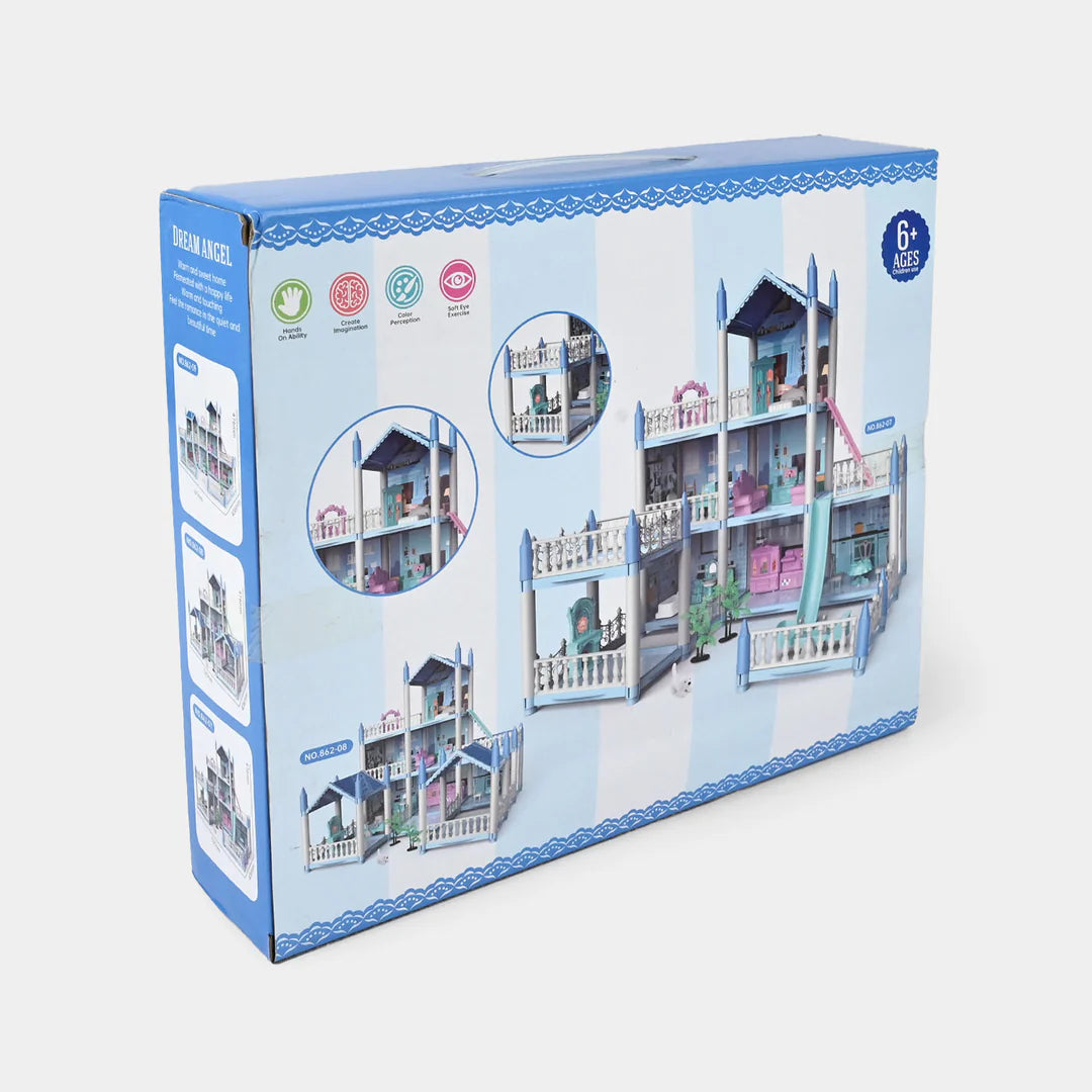 Deluxe Dollhouse Playset Multi-Level with Furniture (Ground+2 Floors)