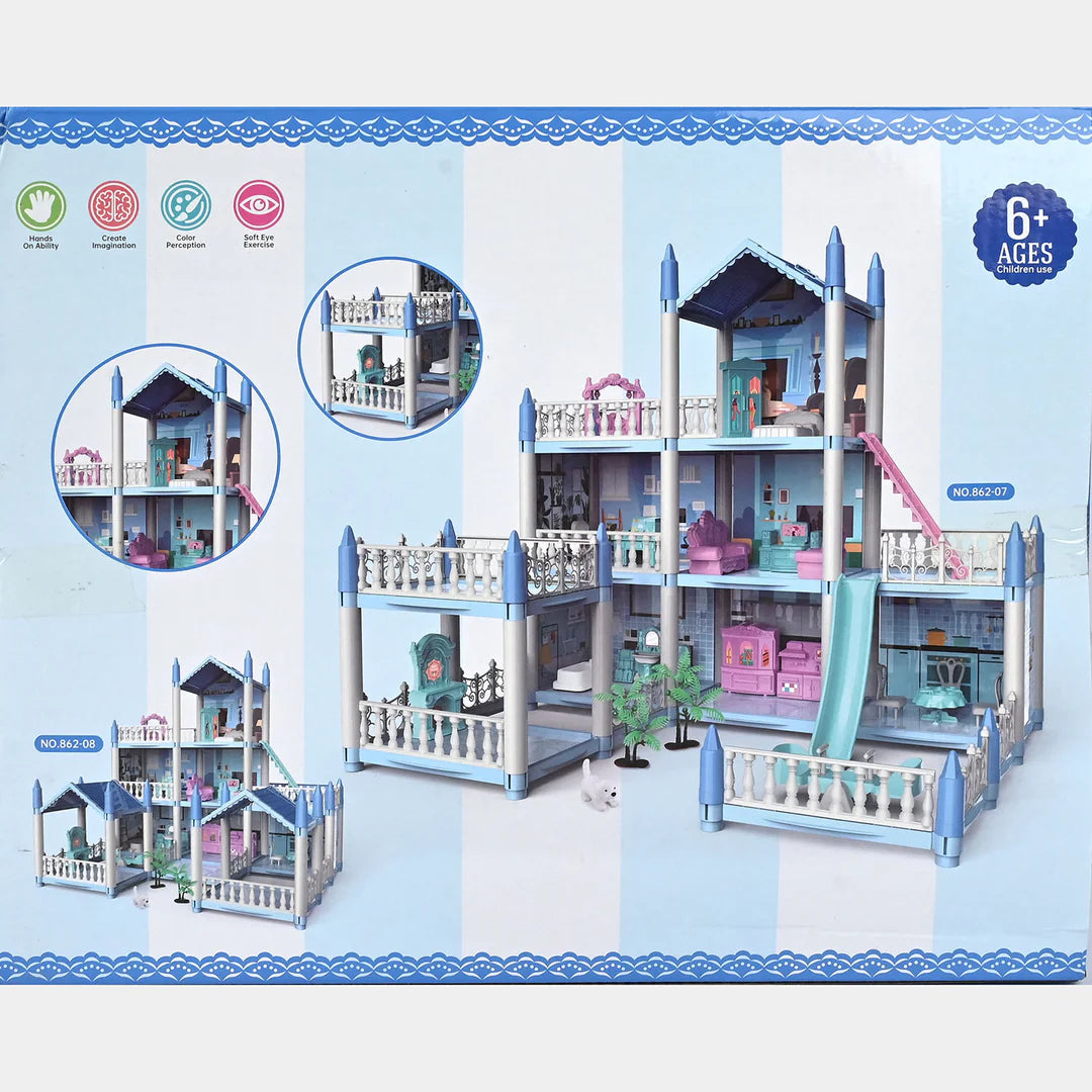 Deluxe Dollhouse Playset Multi-Level with Furniture (Ground+2 Floors)